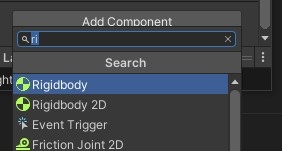Add Rigidbody component